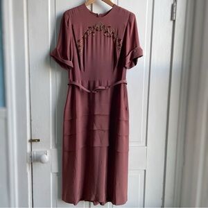 True Vintage 1940s Edison Fashion Beaded Dress with Flowy Tiered Skirt